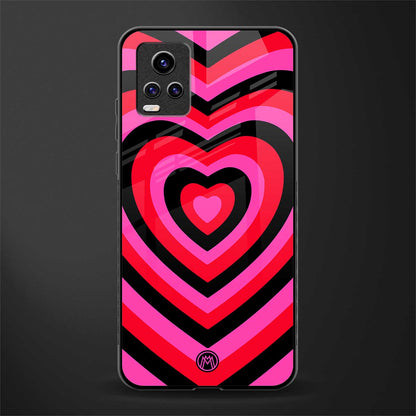 y2k black pink hearts aesthetic back phone cover | glass case for vivo v21e 4g