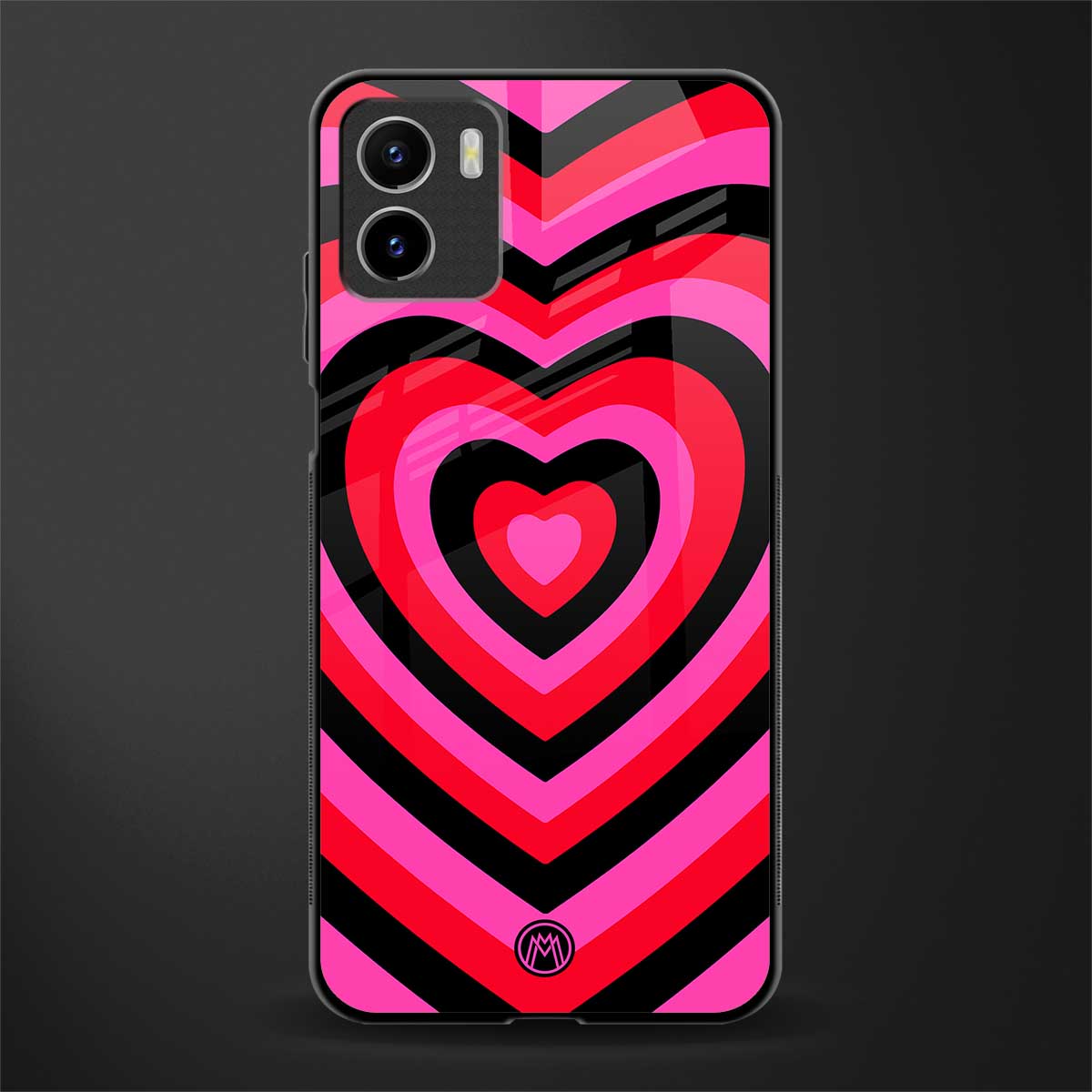 y2k black pink hearts aesthetic back phone cover | glass case for vivo y72