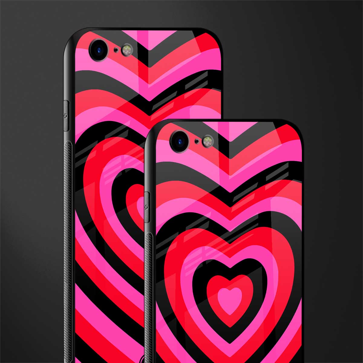 y2k black pink hearts aesthetic glass case for iphone se 2020 image-2