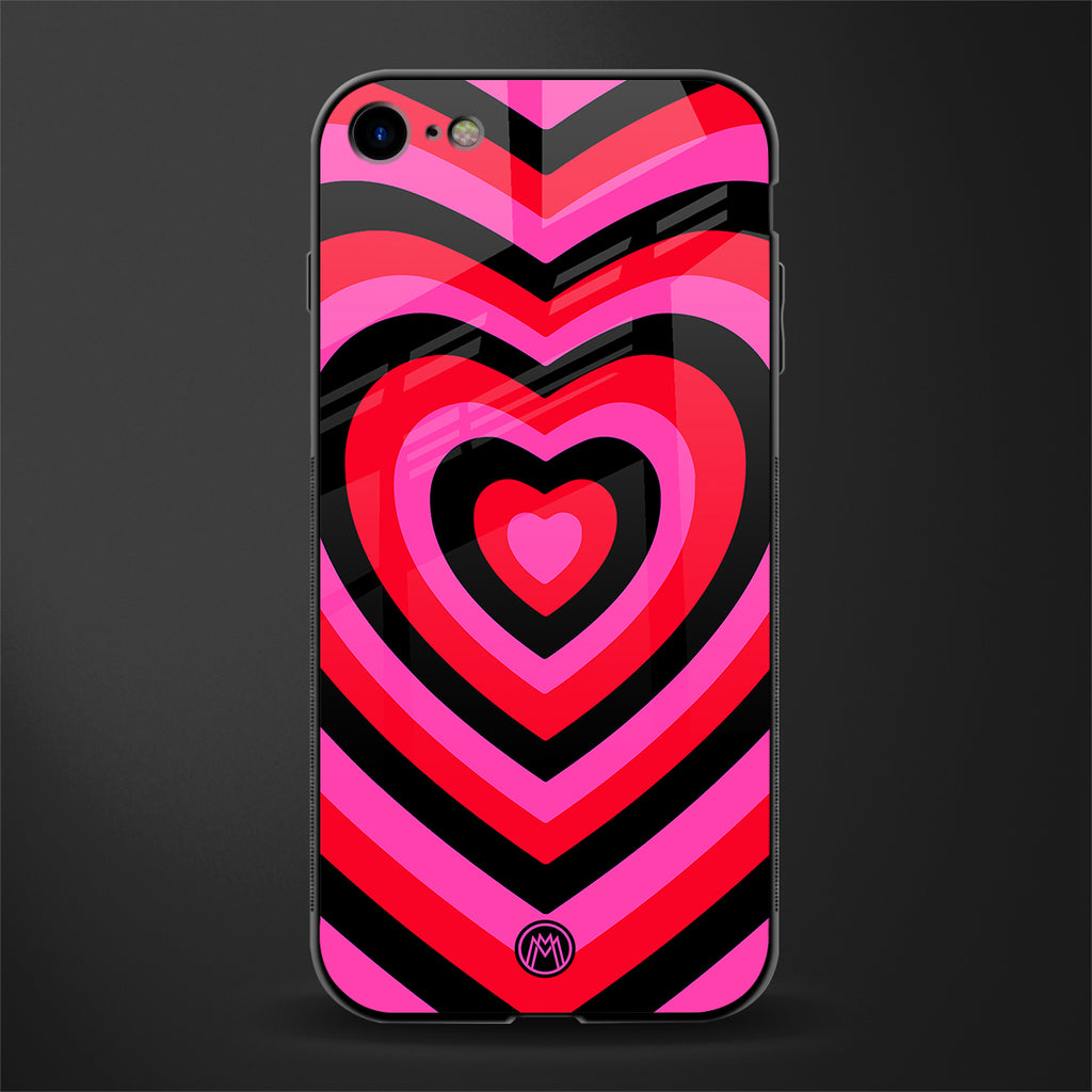 y2k black pink hearts aesthetic glass case for iphone 7 image