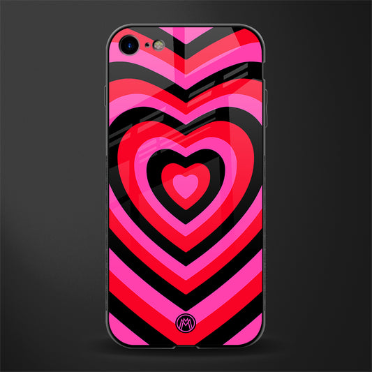 y2k black pink hearts aesthetic glass case for iphone 8 image