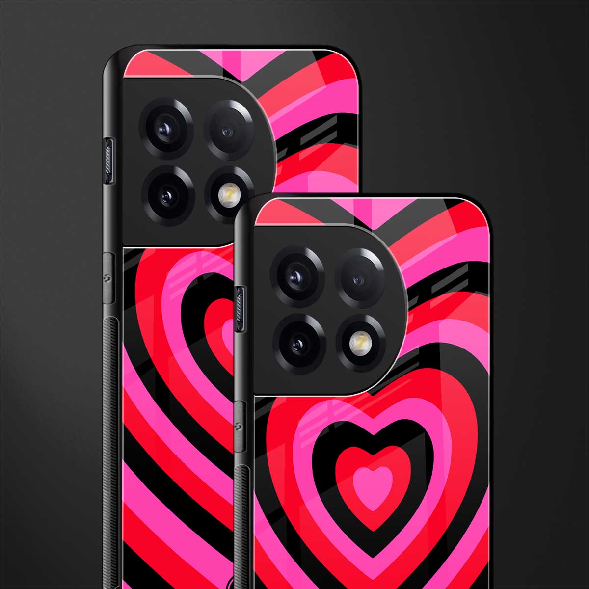 y2k black pink hearts aesthetic back phone cover | glass case for oneplus 11r