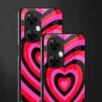y2k black pink hearts aesthetic back phone cover | glass case for oneplus nord ce 3 lite