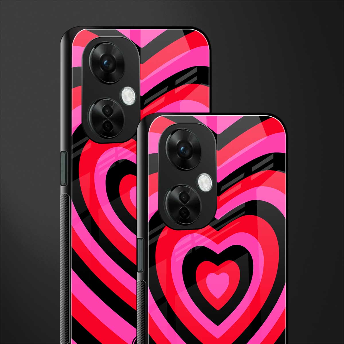 y2k black pink hearts aesthetic back phone cover | glass case for oneplus nord ce 3 lite