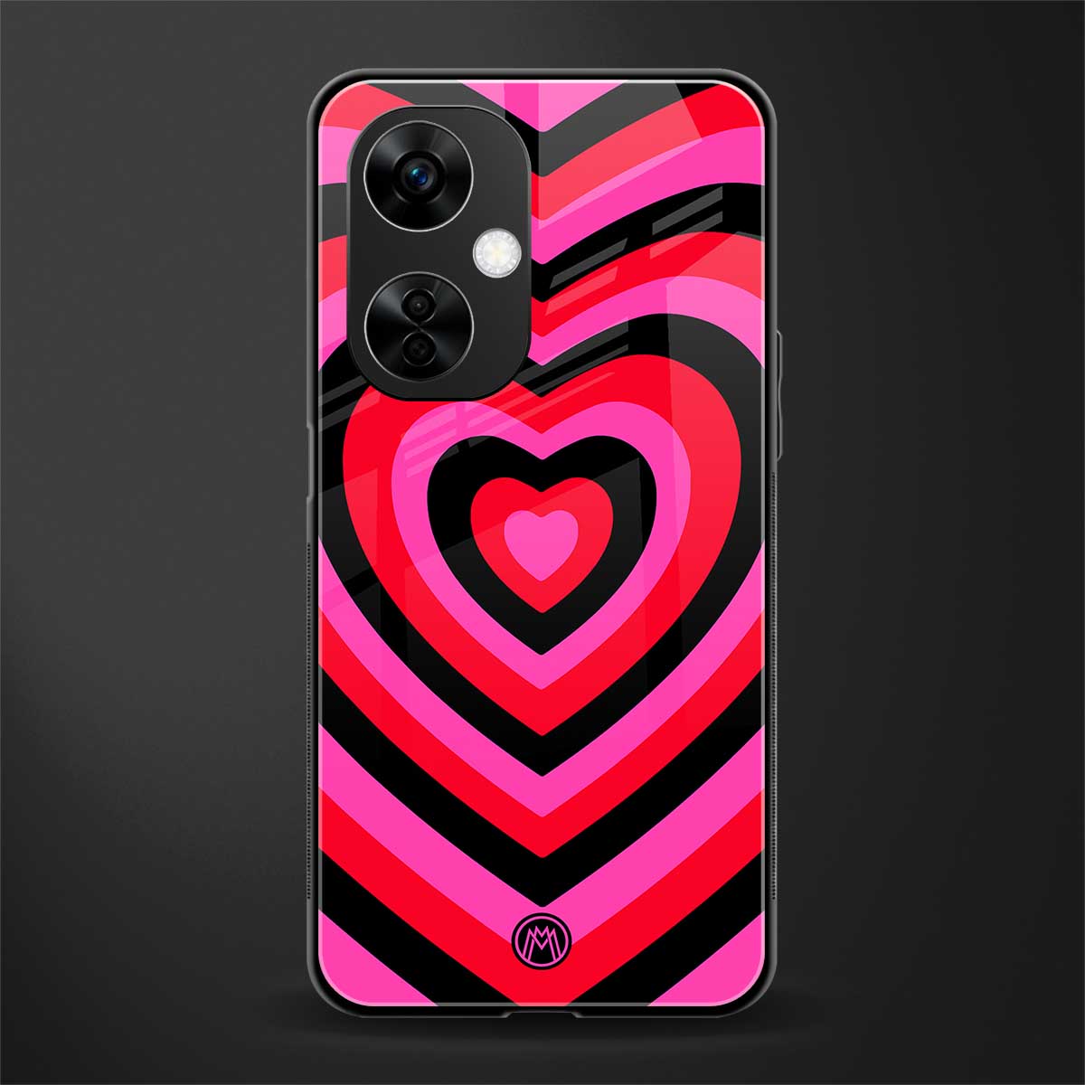 y2k black pink hearts aesthetic back phone cover | glass case for oneplus nord ce 3 lite