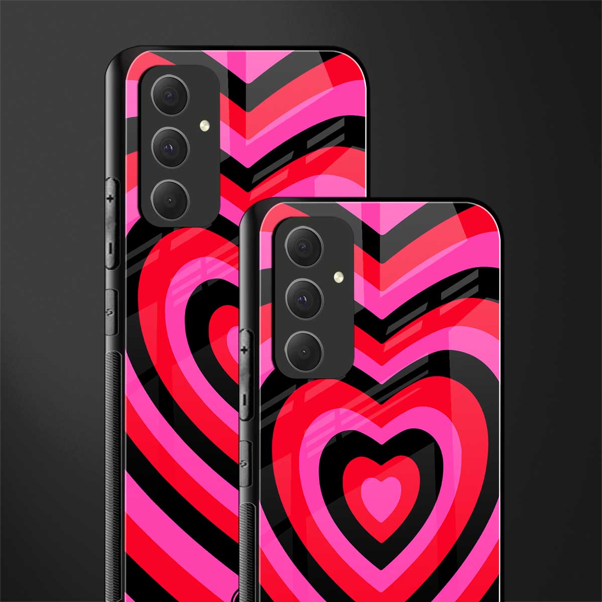 y2k black pink hearts aesthetic back phone cover | glass case for samsung galaxy a54 5g
