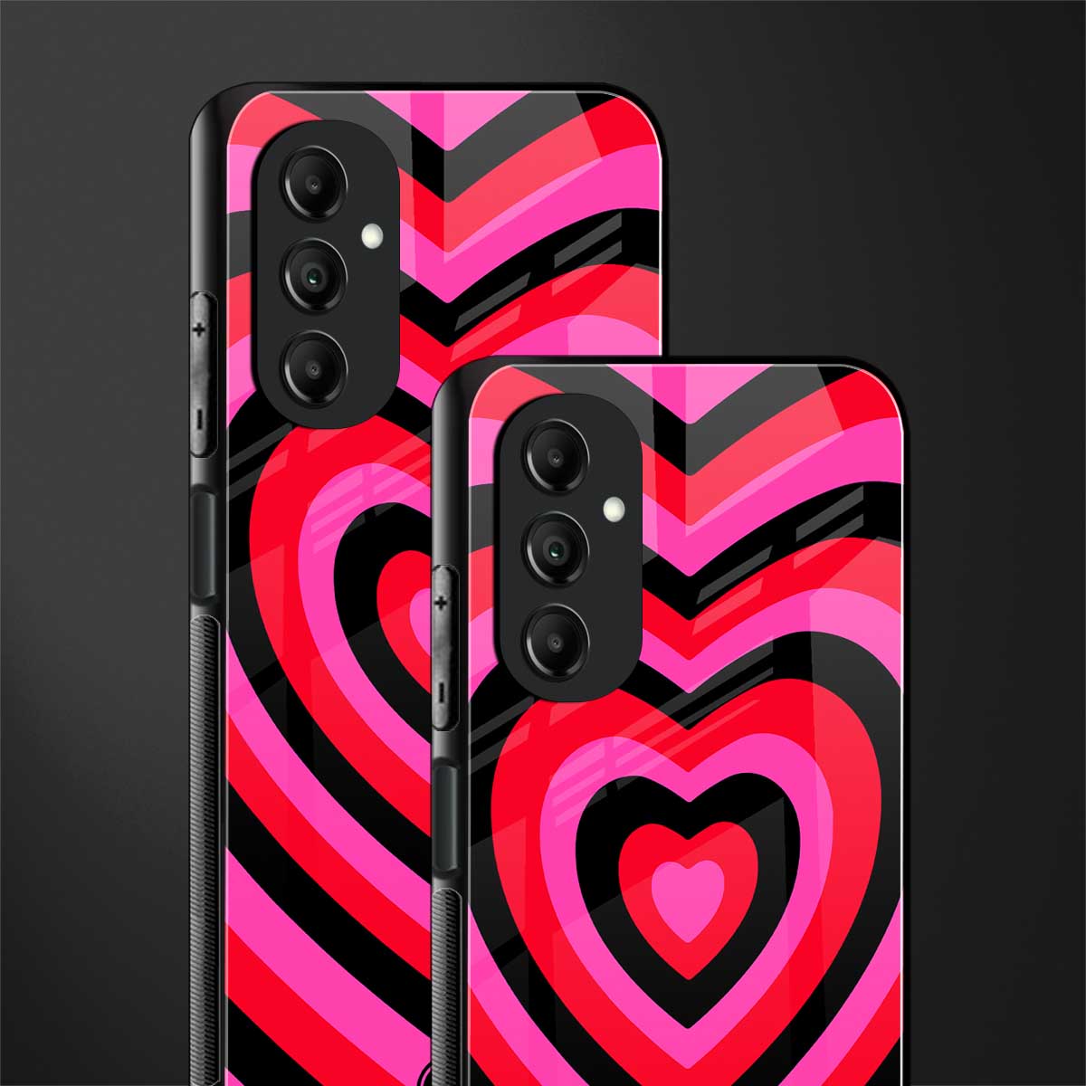 y2k black pink hearts aesthetic back phone cover | glass case for samsung galaxy a14 5g
