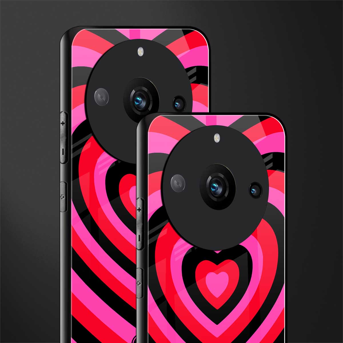 y2k black pink hearts aesthetic back phone cover | glass case for realme 11 pro 5g