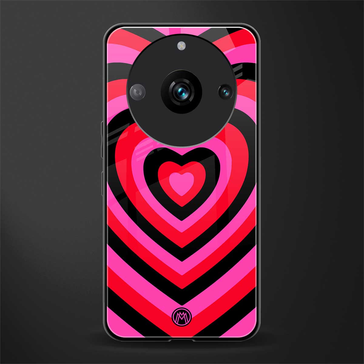 y2k black pink hearts aesthetic back phone cover | glass case for realme 11 pro 5g