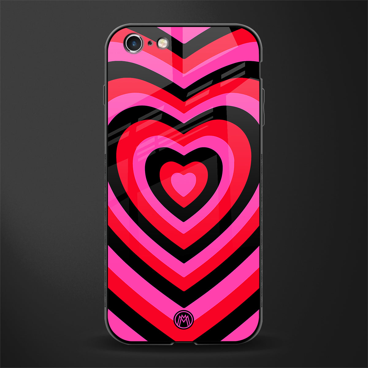 y2k black pink hearts aesthetic glass case for iphone 6 plus image