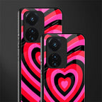 y2k black pink hearts aesthetic back phone cover | glass case for vivo t1 44w 4g