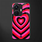 y2k black pink hearts aesthetic back phone cover | glass case for vivo t1 44w 4g