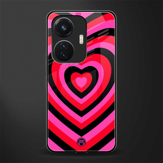y2k black pink hearts aesthetic back phone cover | glass case for vivo t1 44w 4g