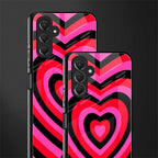 y2k black pink hearts aesthetic back phone cover | glass case for samsun galaxy a24 4g