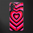 y2k black pink hearts aesthetic back phone cover | glass case for samsun galaxy a24 4g