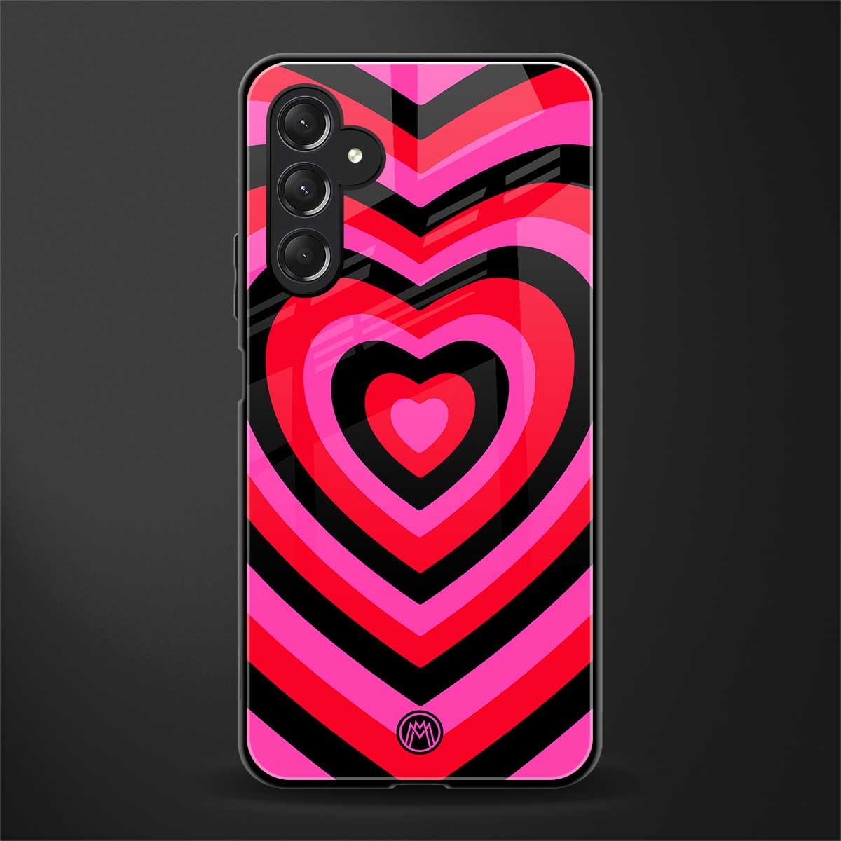 y2k black pink hearts aesthetic back phone cover | glass case for samsun galaxy a24 4g