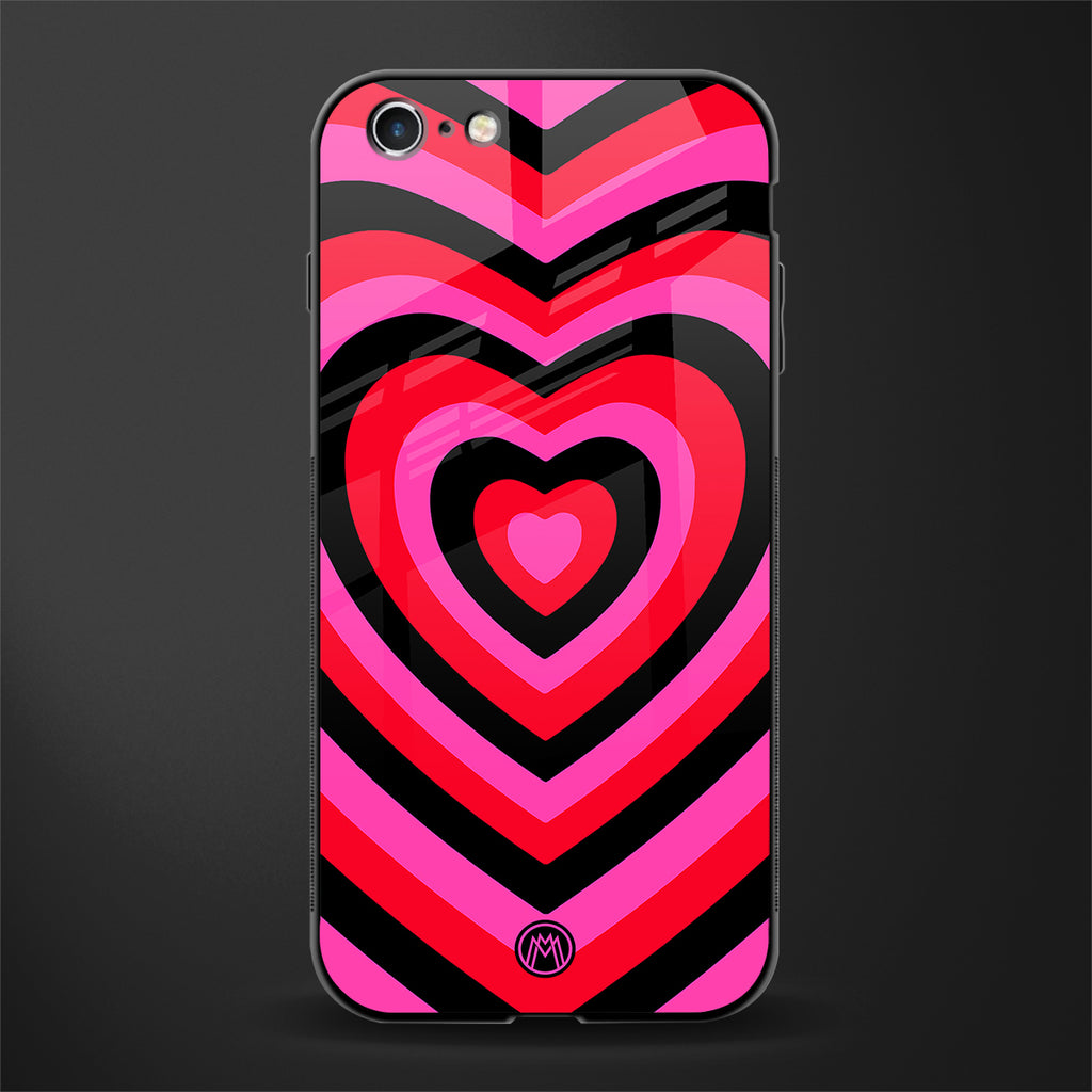 y2k black pink hearts aesthetic glass case for iphone 6s image