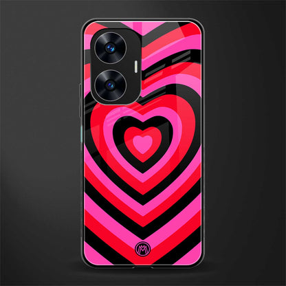 y2k black pink hearts aesthetic back phone cover | glass case for realme c55