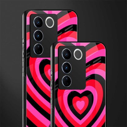 y2k black pink hearts aesthetic back phone cover | glass case for vivo v27 pro 5g