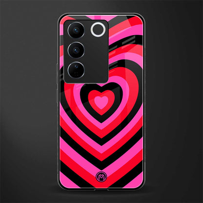y2k black pink hearts aesthetic back phone cover | glass case for vivo v27 pro 5g