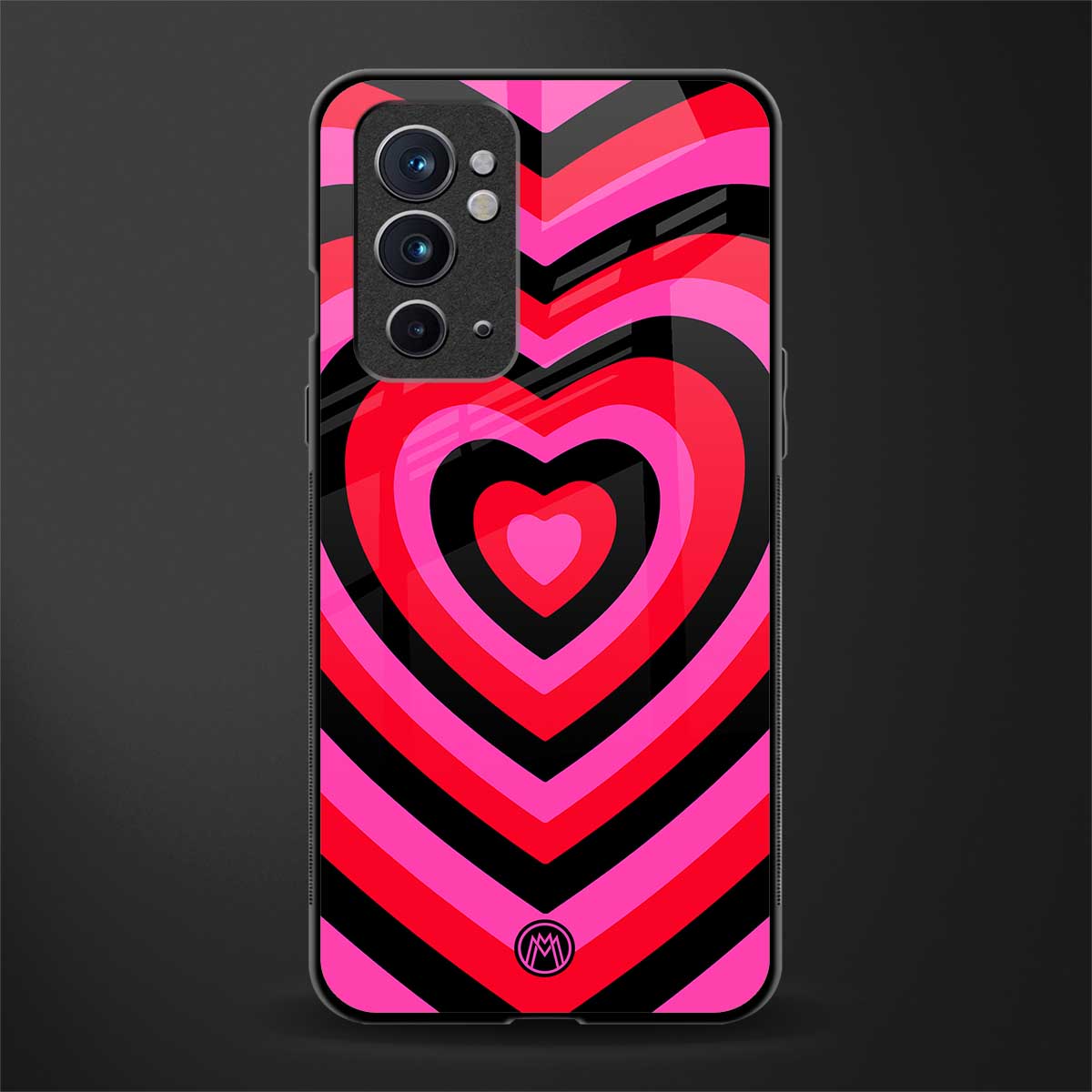 y2k black pink hearts aesthetic glass case for oneplus 9rt image