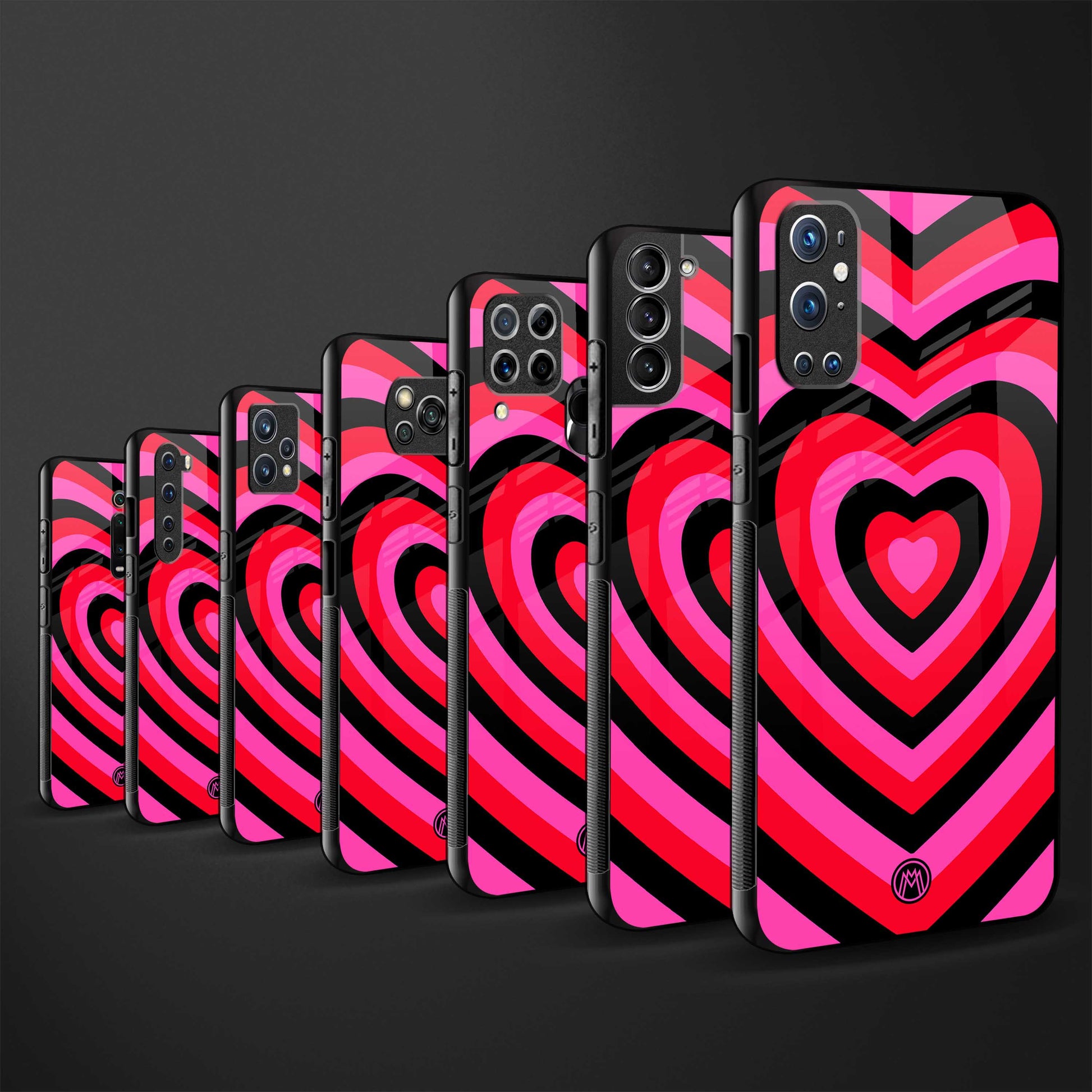 y2k black pink hearts aesthetic glass case for redmi note 7 pro image-3