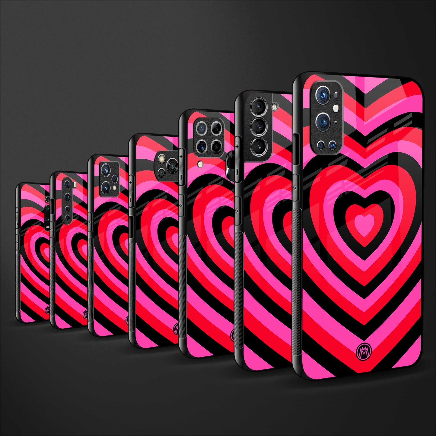 y2k black pink hearts aesthetic back phone cover | glass case for vivo y22