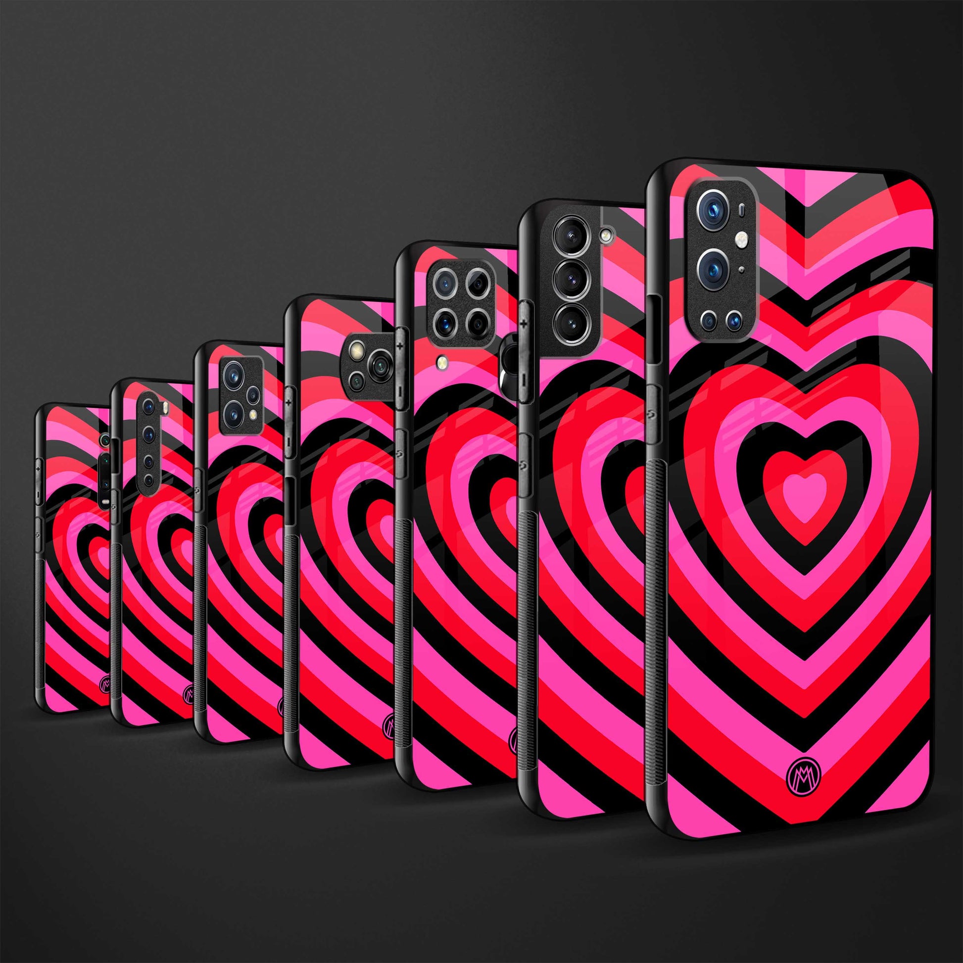 y2k black pink hearts aesthetic glass case for redmi note 10 pro image-3
