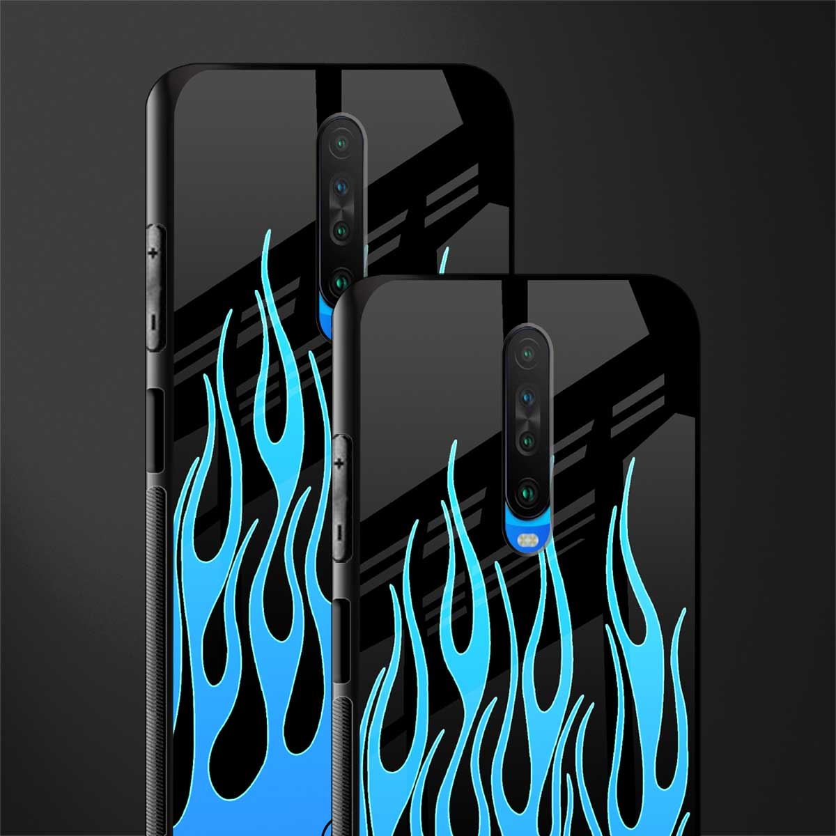 y2k blue flames glass case for poco x2 image-2