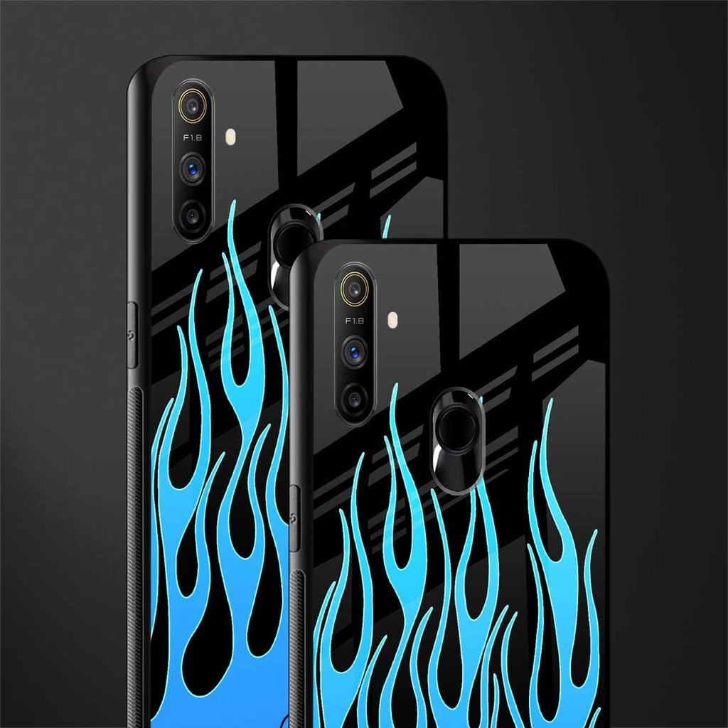 y2k blue flames glass case for realme narzo 10a image-2