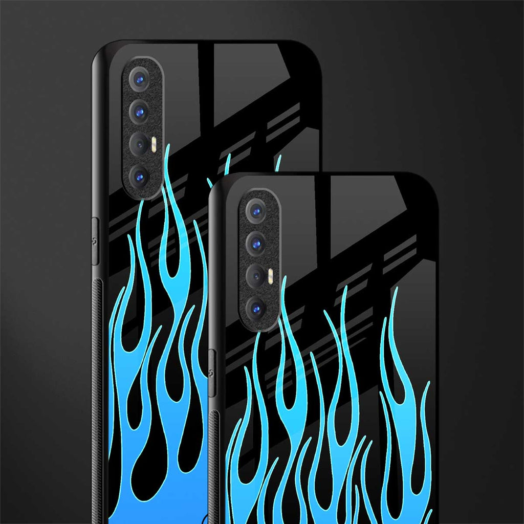 y2k blue flames glass case for oppo reno 3 pro image-2