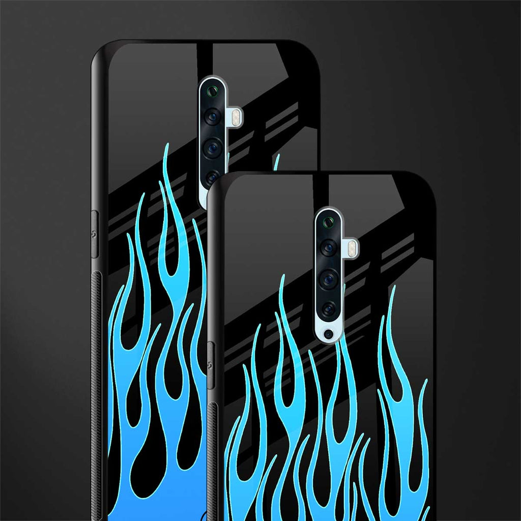 y2k blue flames glass case for oppo reno 2f image-2