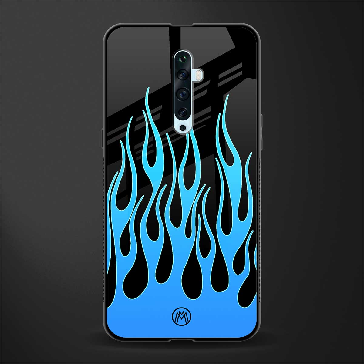 y2k blue flames glass case for oppo reno 2f image