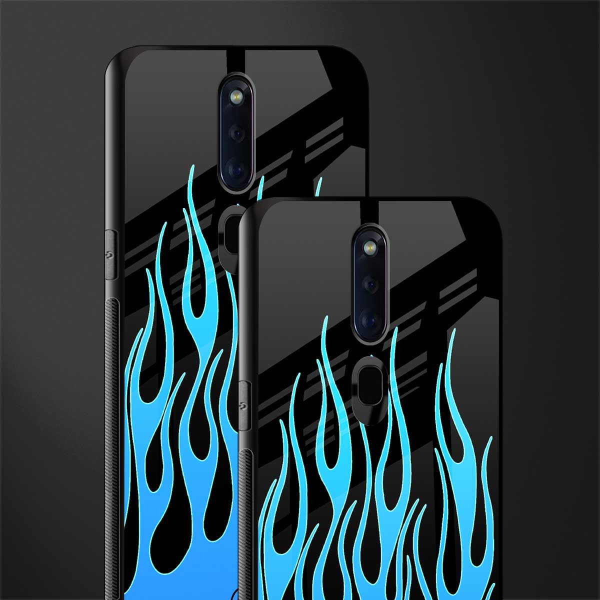 y2k blue flames glass case for oppo f11 pro image-2