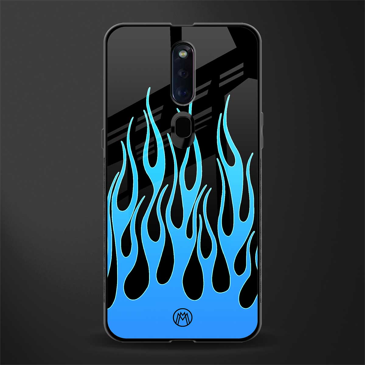 y2k blue flames glass case for oppo f11 pro image