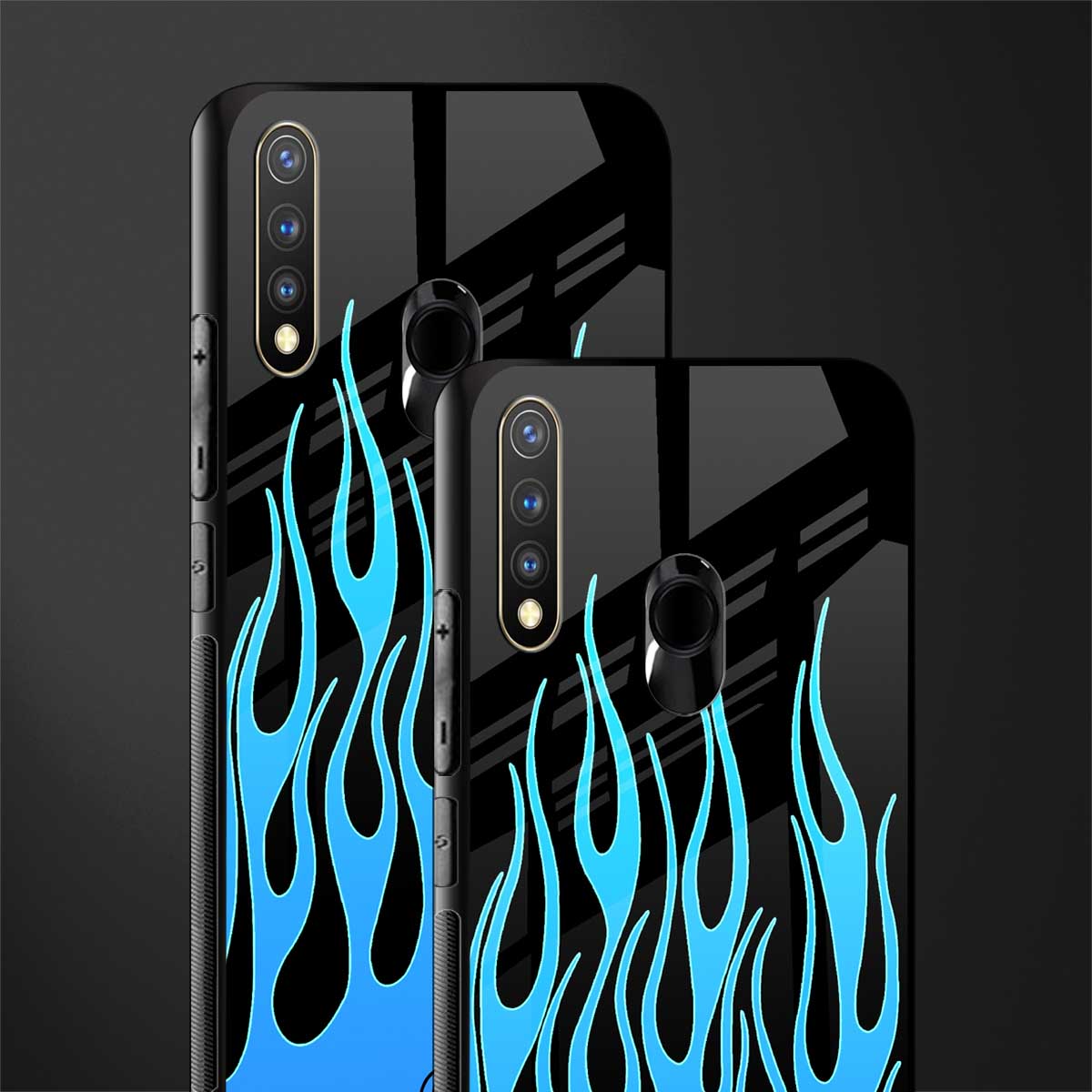 y2k blue flames glass case for vivo u20 image-2