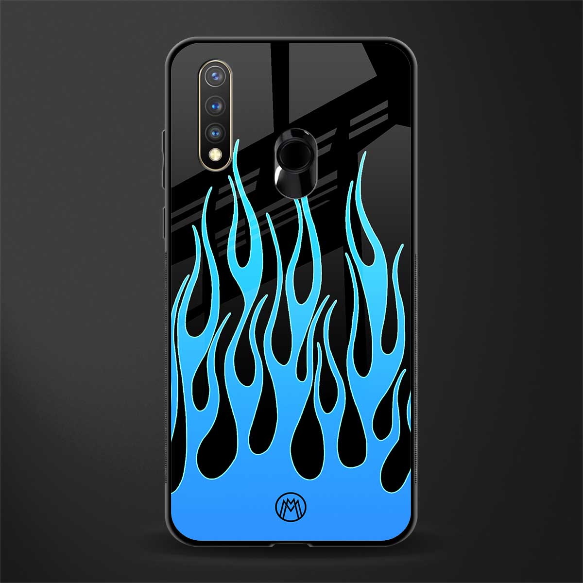 y2k blue flames glass case for vivo u20 image