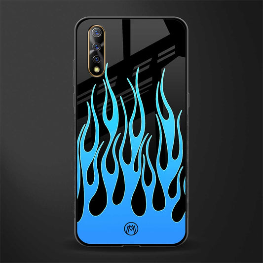 y2k blue flames glass case for vivo s1 image