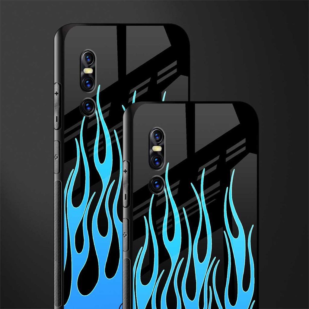 y2k blue flames glass case for vivo v15 pro image-2