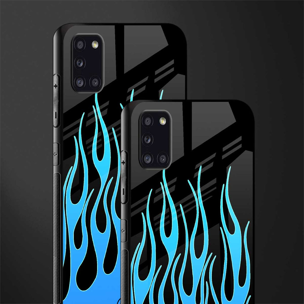 y2k blue flames glass case for samsung galaxy a31 image-2