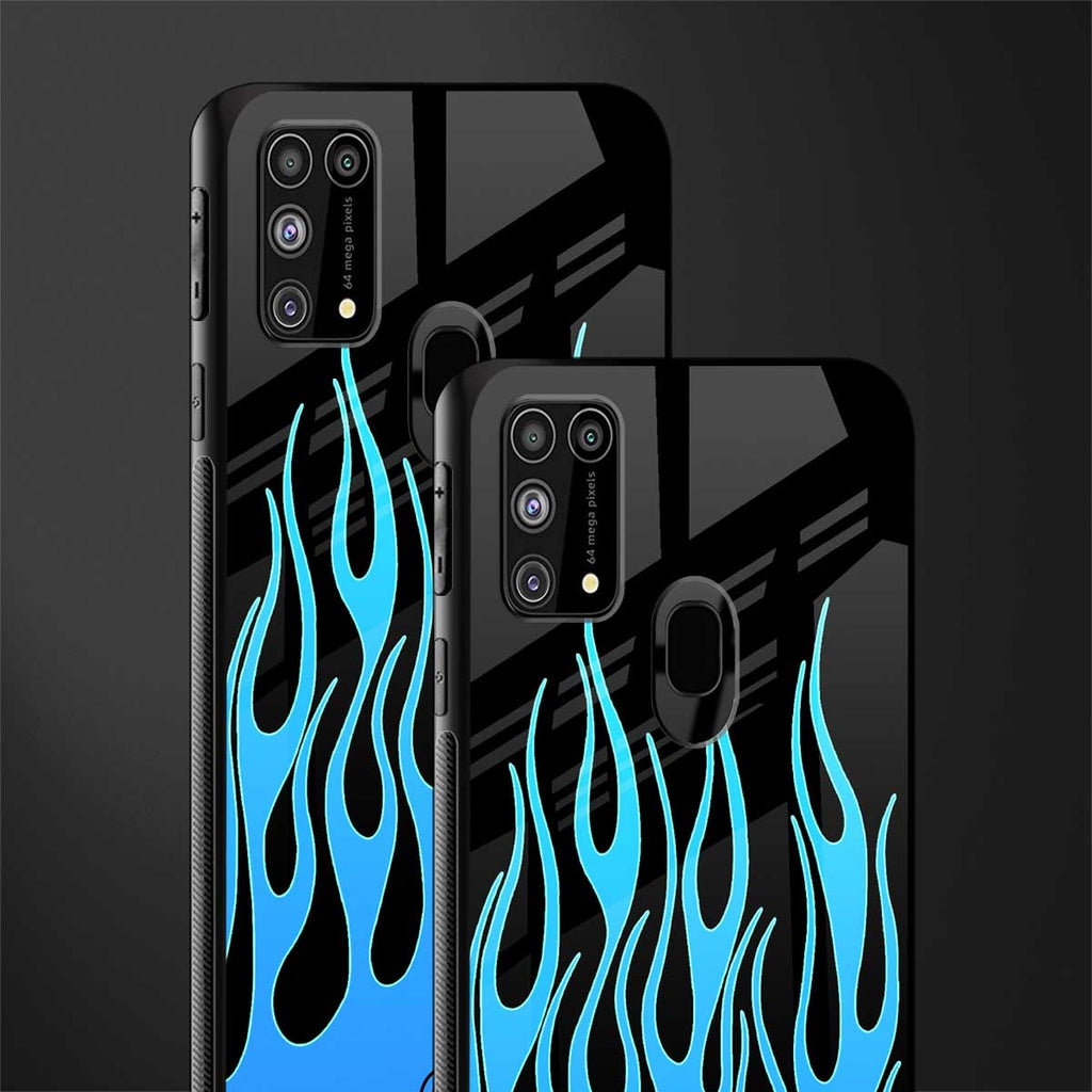 y2k blue flames glass case for samsung galaxy f41 image-2