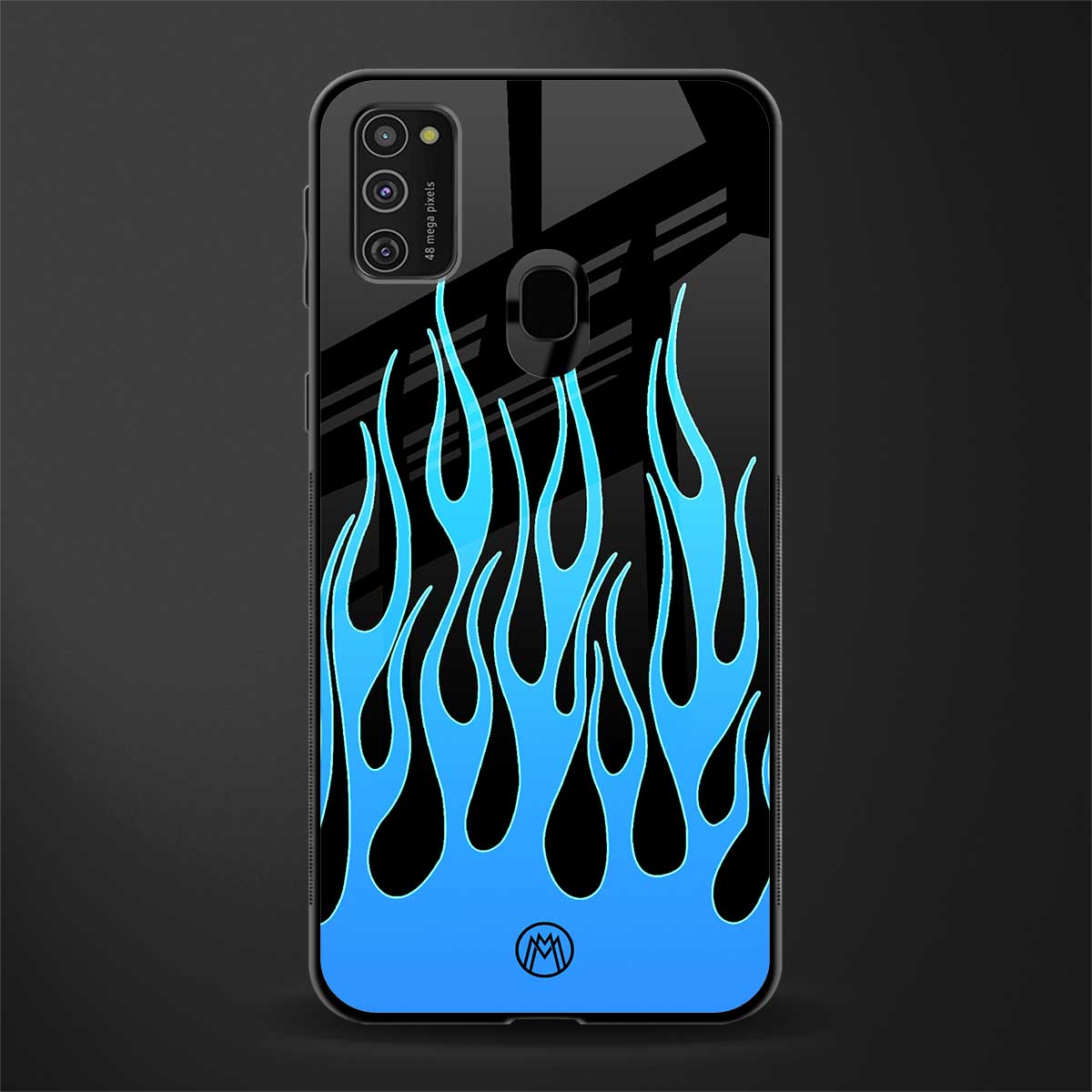 y2k blue flames glass case for samsung galaxy m21 image