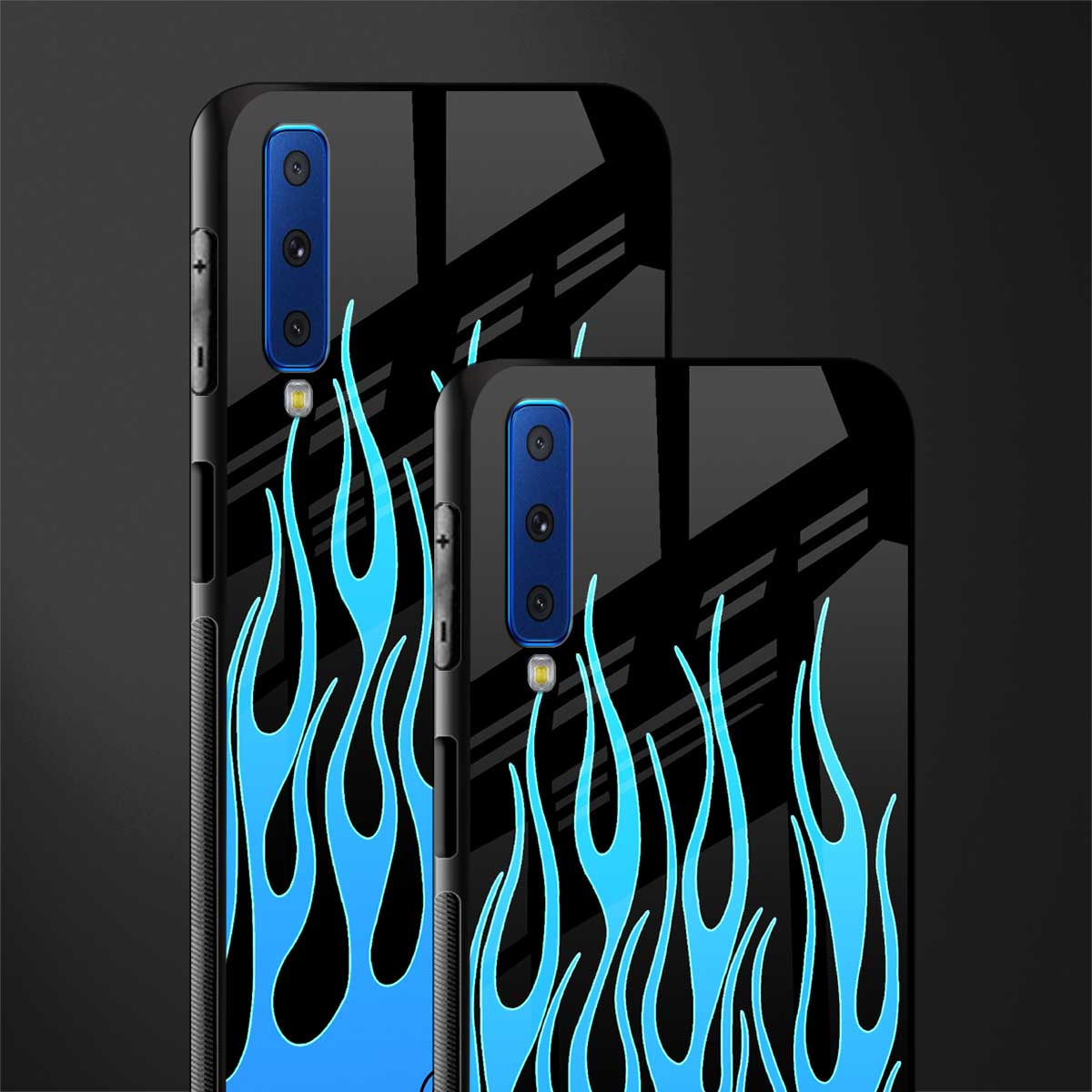 y2k blue flames glass case for samsung galaxy a7 2018 image-2