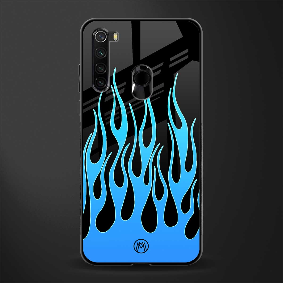 y2k blue flames glass case for redmi note 8 image