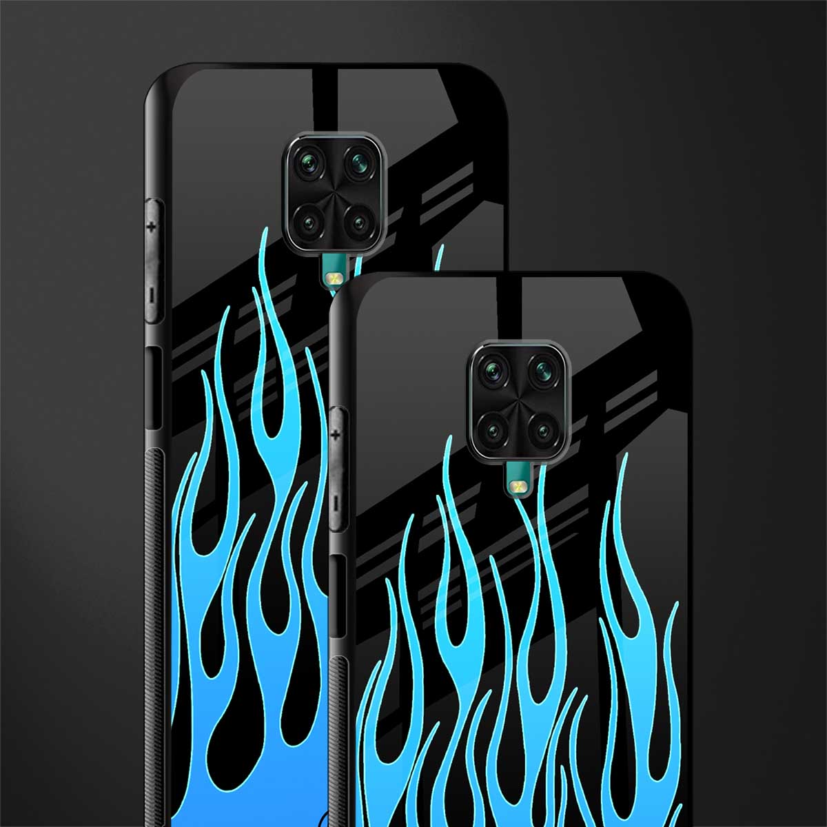 y2k blue flames glass case for redmi note 9 pro max image-2