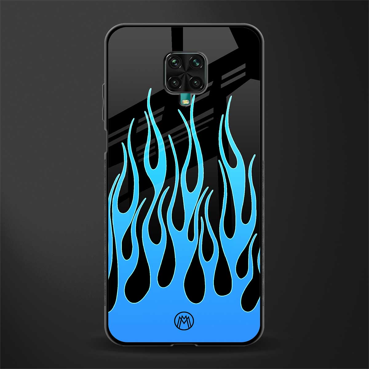 y2k blue flames glass case for poco m2 pro image