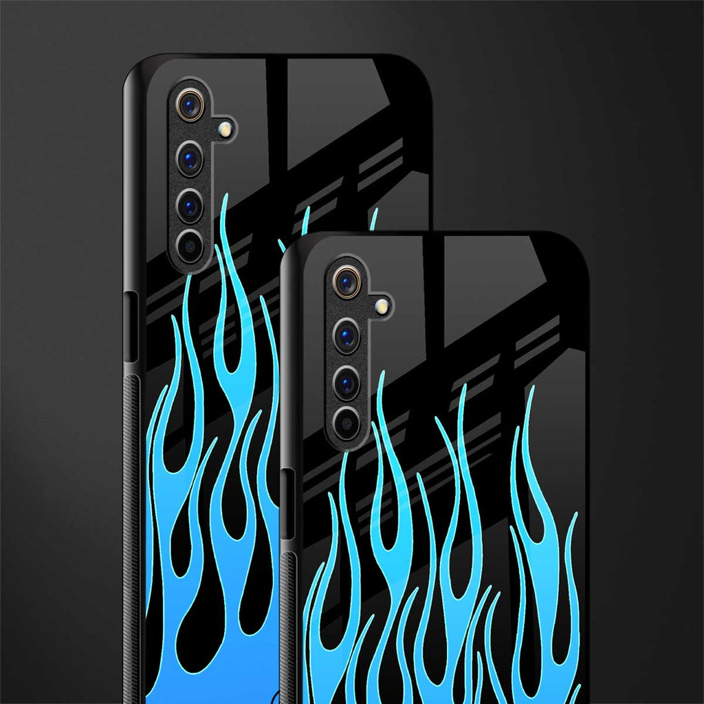 y2k blue flames glass case for realme 6 image-2