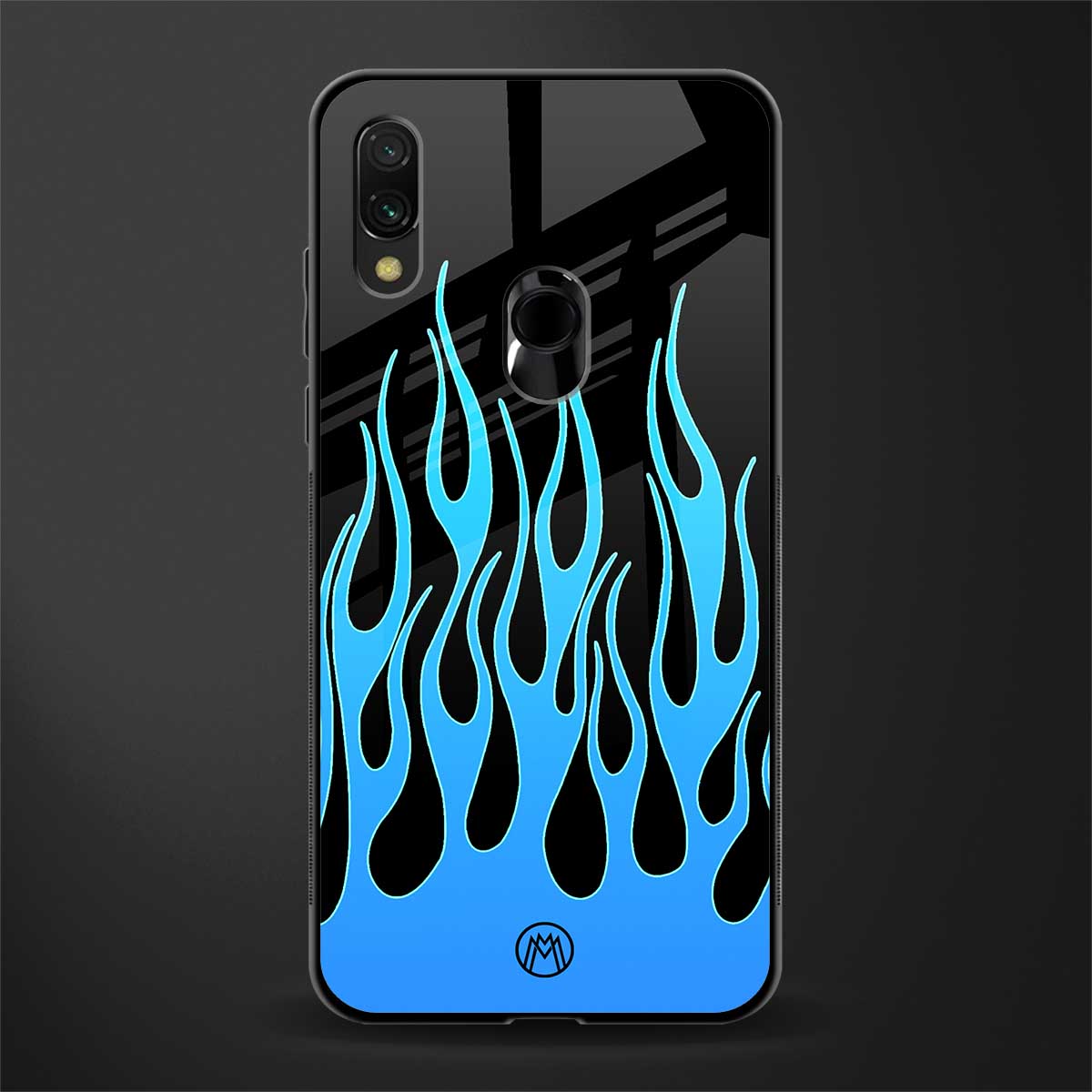 y2k blue flames glass case for redmi note 7s image