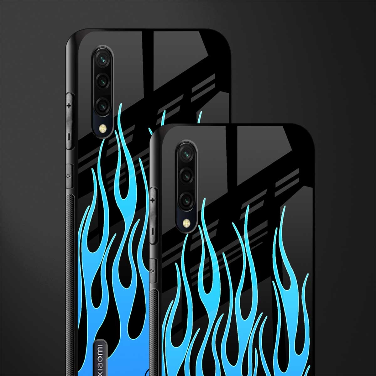 y2k blue flames glass case for mi a3 redmi a3 image-2