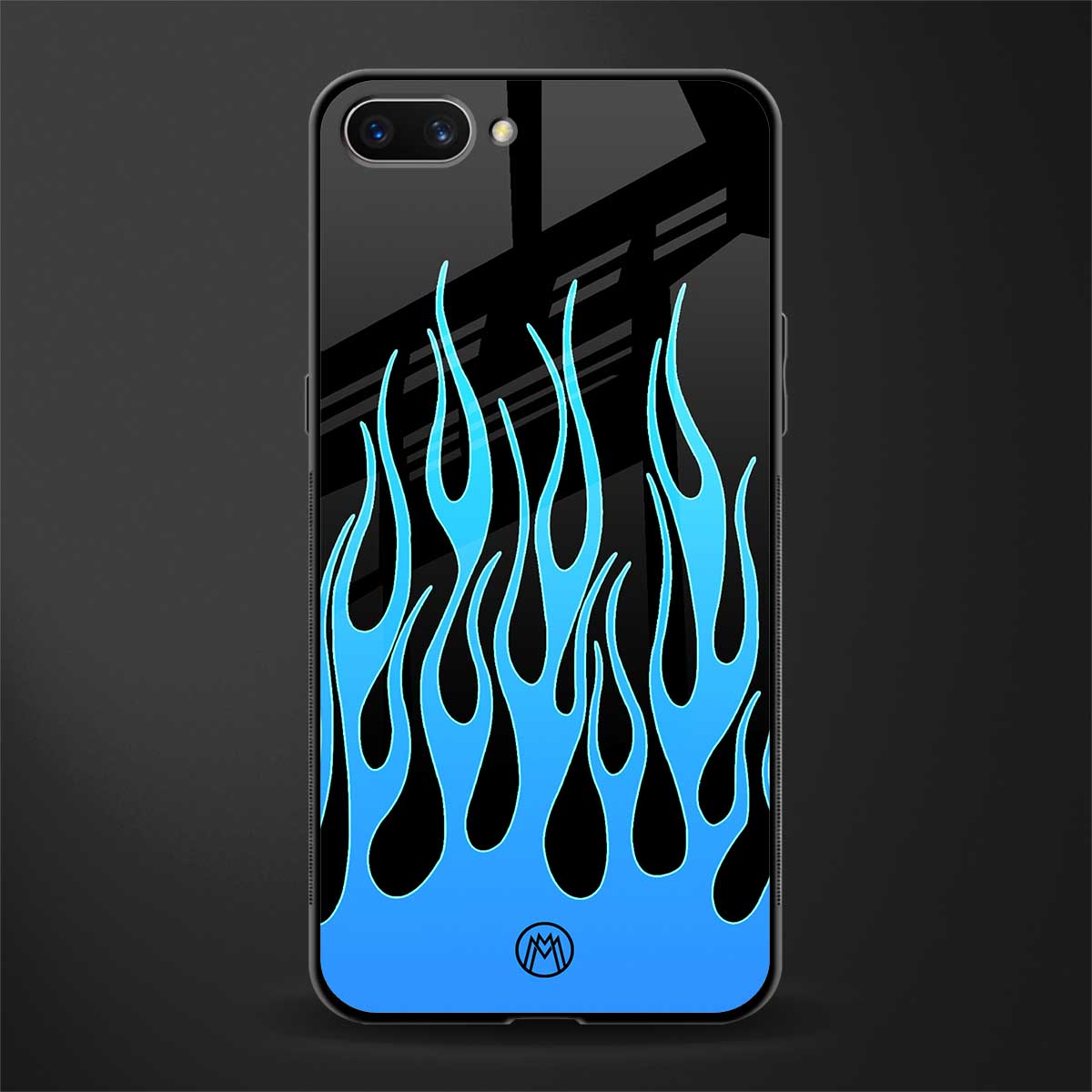 y2k blue flames glass case for oppo a3s image